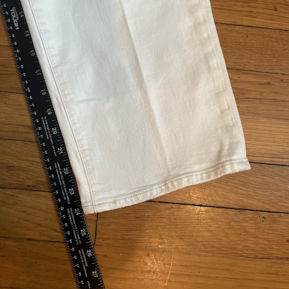 Pistola High Rise Straight Leg Cropped Jeans White Denim 31x24" Button Fly EUC - Picture 8 of 11